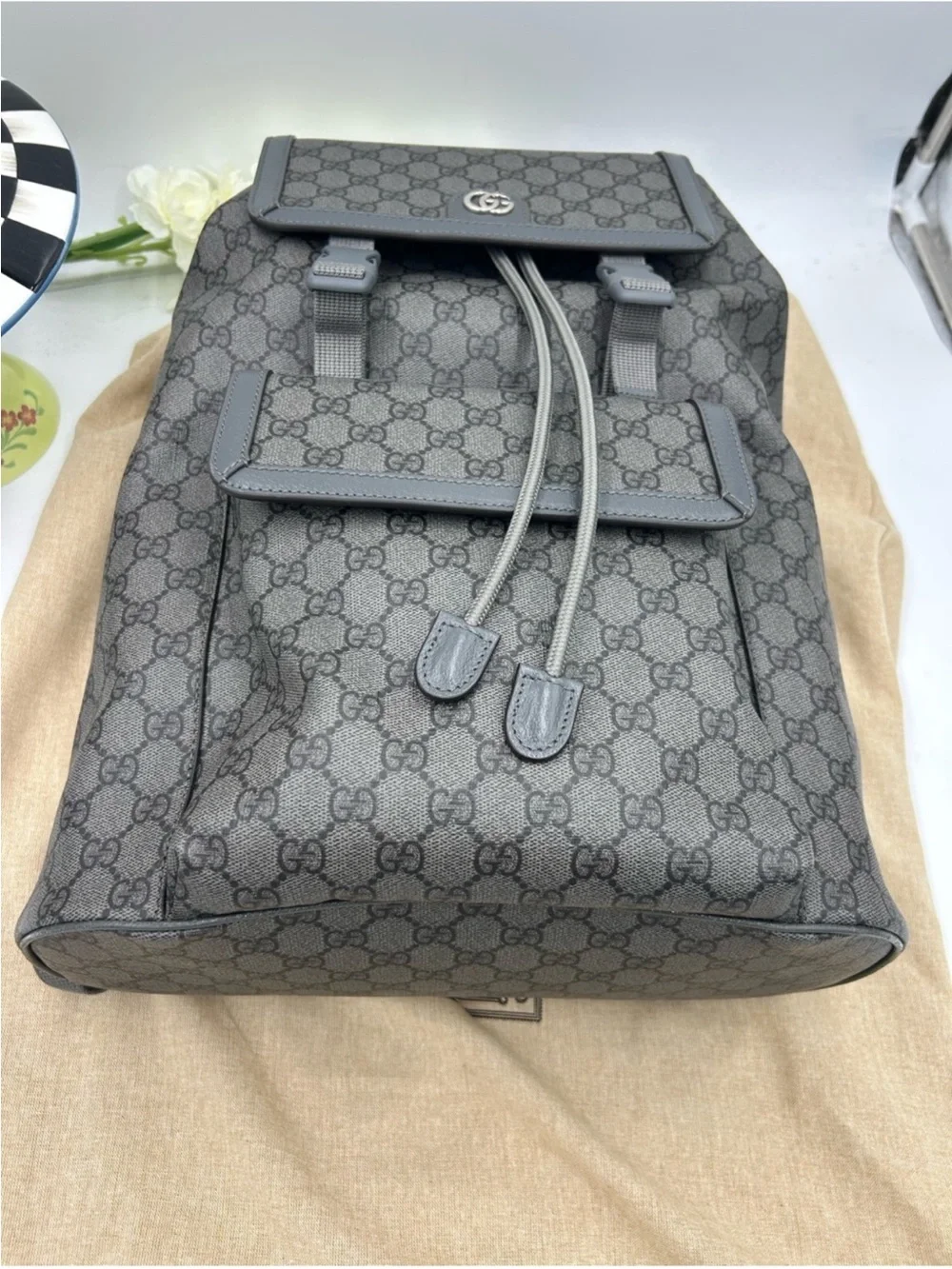 Unisex Gucci, GG supreme canvas backpack made in Italy NWT